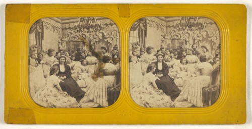 Salon scene; Charles Gaudin, Ch. G., French, active 1860s, 1860s; Hand-colored Albumen silver print