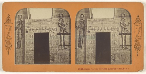 Grande Porte du 1er Pylone Dans l'Ile de Philae; Adolphe Block, French, 1829 - about 1900, 1860s; Hand-colored Albumen silver