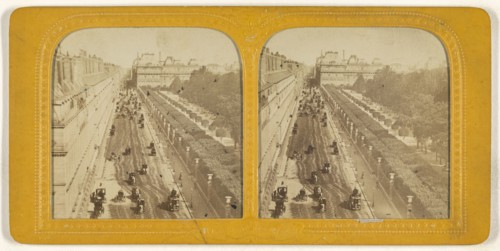 Rue de Rivoli, Paris; Adolphe Block, French, 1829 - about 1900, 1860s; Hand-colored Albumen silver print