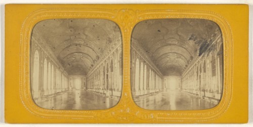 Galerie des Glaces, Versailles; Adolphe Block, French, 1829 - about 1900, 1860s; Hand-colored Albumen silver print