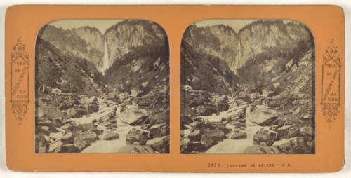 Cascade de Brienz; Adolphe Block, French, 1829 - about 1900, 1860s; Hand-colored Albumen silver print