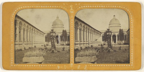 Le Campo Santo, Pisa; Adolphe Block, French, 1829 - about 1900, 1860s; Hand-colored Albumen silver print