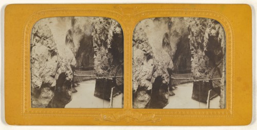 Gorge du Trient a Vermayes, Suisse, Switzerland; Adolphe Block, French, 1829 - about 1900, about 1865; Hand-colored Albumen