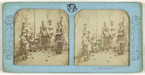 La Partie de Croquet; Adolphe Block, French, 1829 - about 1900, about 1865; Hand-colored Albumen silver print