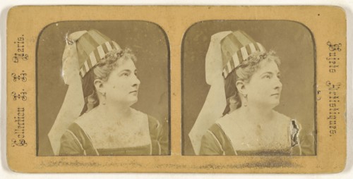 Profile portrait of a woman in historic costume; E. Lamy, French, active 1860s - 1870s, 1860s; Hand-colored Albumen silver