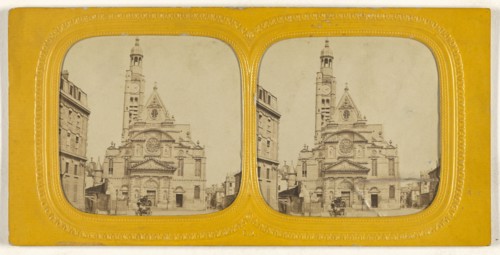 Eglise St. Etienne du Mont; E. Lamy, French, active 1860s - 1870s, 1860s; Hand-colored Albumen silver print