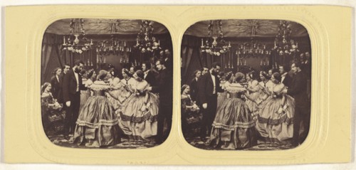 Genre scene: formal party; Attributed to Mark Anthony, English, 1817 - 1886, 1855 - 1860; Hand-colored Albumen silver print