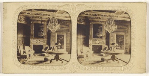 Palais de Fontainebleu, Salon Louis XIII, French; about 1865; Hand-colored Albumen silver print