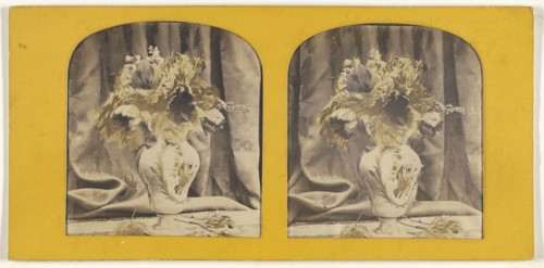 Bouquet of natural flowers; about 1865; Hand-colored Albumen silver print