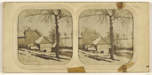 La Suisse, Switzerland. Ufer de neige haute fourneau; French; about 1860; Hand-colored Albumen silver print