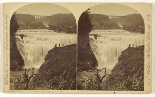 Middle Fall of Genesee - At Portage, N.Y; L. E. Walker, American, 1826 - 1916, active Warsaw, New York, about 1870; Albumen