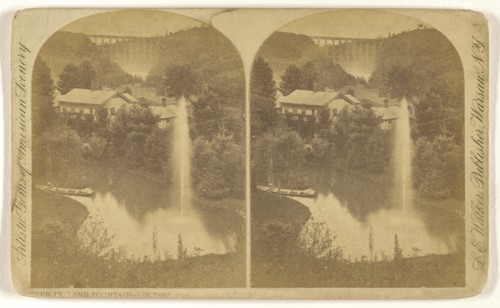 Glen Iris and Fountain - Portage, N.Y; L. E. Walker, American, 1826 - 1916, active Warsaw, New York, about 1870; Albumen silver