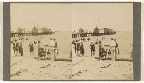 Colonial Beach, Va. Scene on the beach; Hanson E. Weaver, American, active 1860s - 1870s, about 1906; Gelatin silver print