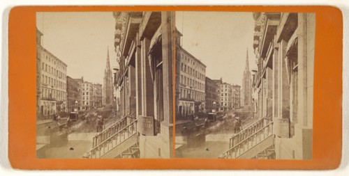 Wall Str. & Trinity Church, New York; Attributed to Peter F. Weil, American, active New York, New York 1860s - 1870s