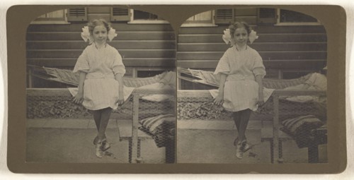 Mildred E. Wendt in yard, 427 1st St., Albany, N.Y; Julius M. Wendt, American, active 1900s - 1910s, 1900s; Gelatin silver