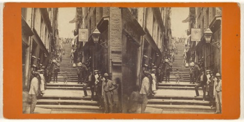 Break-neck Steps, at foot of which was found the Tomb of Champlain; L.P. Vallée, Canadian, 1837 - 1905, active Quebéc, Canada
