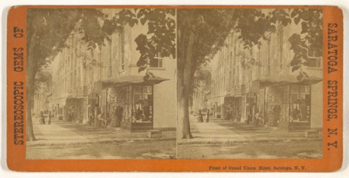 Front of Grand Union Hotel. Saratoga, N.Y; American; about 1870; Albumen silver print