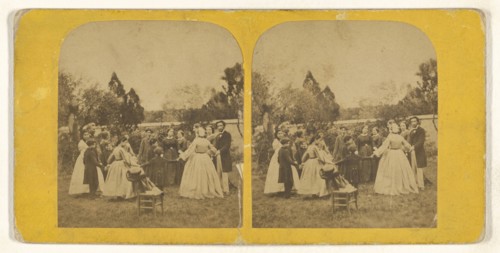 Party scene outdoors; about 1855 - 1860; Albumen silver print