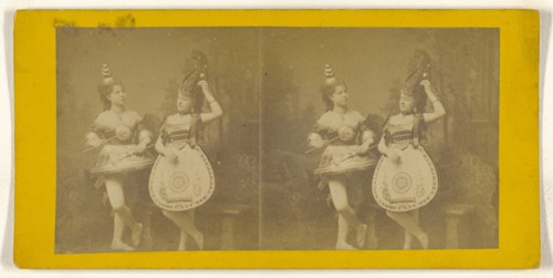 Women dressed in  instrument  costumes; about 1865; Albumen silver print