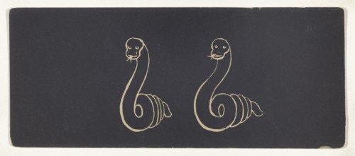 Optical illusion of a drawing of a snake; 1850s; Lithograph