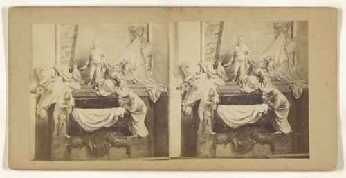 piece of sculpture on a mantel or fireplace; about 1865; Albumen silver print