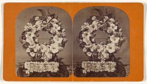 Funeral wreath; about 1870; Albumen silver print