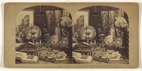 Indian Bead Work, Yankee Notions, Knic Knacs, &c; American; about 1865; Albumen silver print