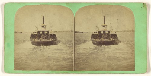Brooklyn Ferryboat. N.Y; American; about 1870; Hand-colored Albumen silver print
