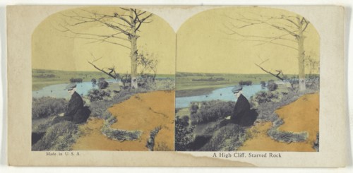 A High Cliff, Starved Rock; American; about 1900; Color Photomechanical