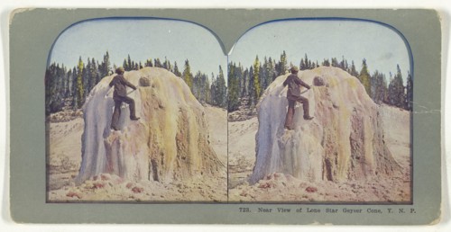 Near View of Lone Star Geyser Cone, Y.N.P; American; about 1900; Color Photomechanical