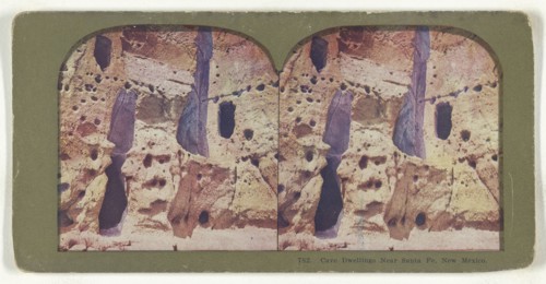 Cave Dwelling Near Sante Fe, New Mexico; American; about 1900; Color Photomechanical