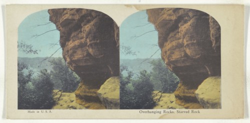 Overhanging Rocks, Starved Rock; American; about 1900; Color Photomechanical