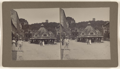 View of a small British town square, possibly in Kent; about 1905; Gelatin silver print
