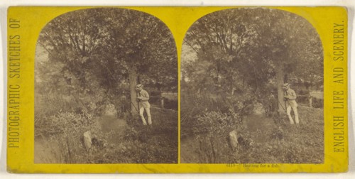 Baiting for a fish.; British; about 1860; Albumen silver print