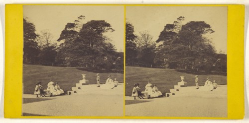Family at  British park; British; about 1860; Albumen silver print