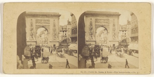 Porte St. Denis, a Paris, French; 1860s; Albumen silver print
