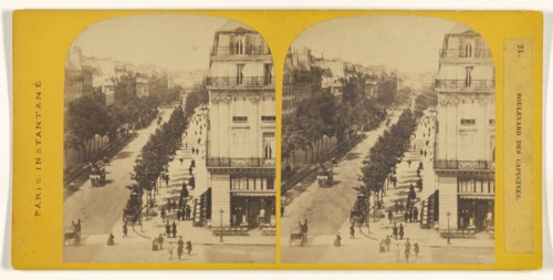 Boulevard des Capucines; French; 1860s; Albumen silver print