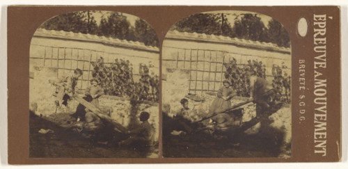 Children on see-saw; French; 1860s; Albumen silver print