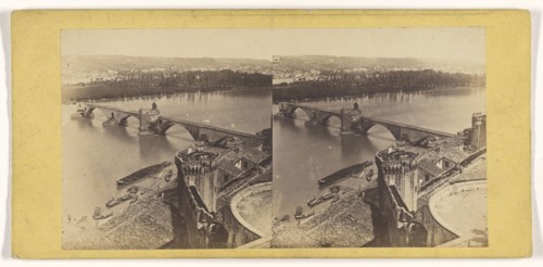 High angle view of  French city; French; about 1865; Albumen silver print