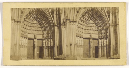 Bords du Rhin. Portail de la Cathedrale de Cologne; French; about 1865; Albumen silver print