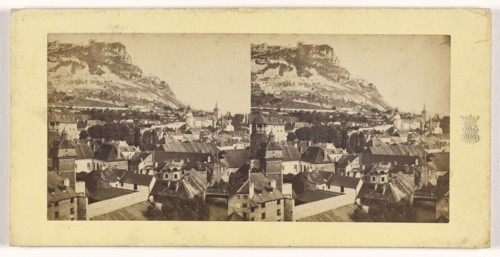 Le pont Belin et l'eglise Ste Anatoile a Salins, Jura, French; about 1865; Albumen silver print