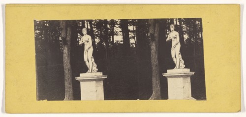 statue, French park; French; about 1860; Albumen silver print
