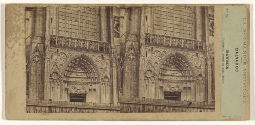 La Normandie Artistique. Calvados. Bayeux. Cathedrale, Portail du midi, details; French; about 1865; Albumen silver print