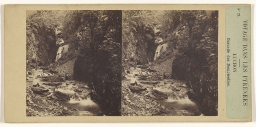 Voyage dans Les Pyrenees. Luchon. Cascade des Demoiselles; French; about 1865; Albumen silver print