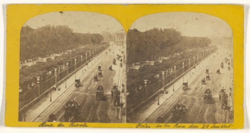 Vue Instantanee de Paris. Rue de Rivoli, Prise de la Rue du 29 Juillet; French; about 1865; Albumen silver print