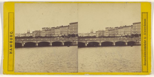 Hamburg. Reesendammsbrucke & Alsterdamm; German; about 1870; Albumen silver print