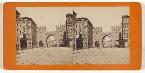 Munchen, Germany, Das Carlsthor; German; about 1870; Albumen silver print