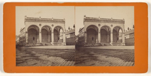 Munchen, Germany, Die Feldherrenhalle; German; about 1870; Albumen silver print