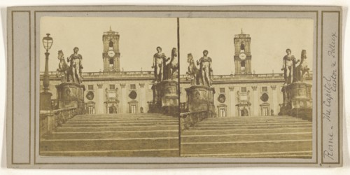 Rome - The Capitol, Castor & Pollux; Italian; about 1865; Albumen silver print