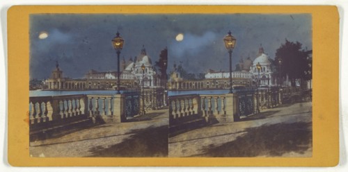 Giardino Reale,Kings Garden, Venice; Italian; about 1865; Hand-colored Albumen silver print